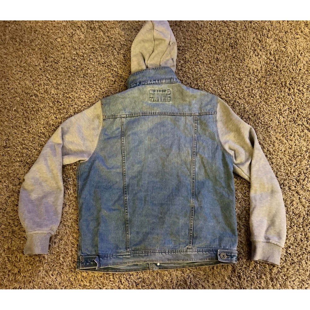 Amnesia Sweatshirt Denim Jacket Womens XL Blue Gray Jean Hoodie Button Vintage - Picture 8 of 12